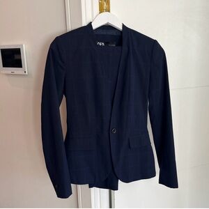 Zara Navy Blazer and Pant Suit Set